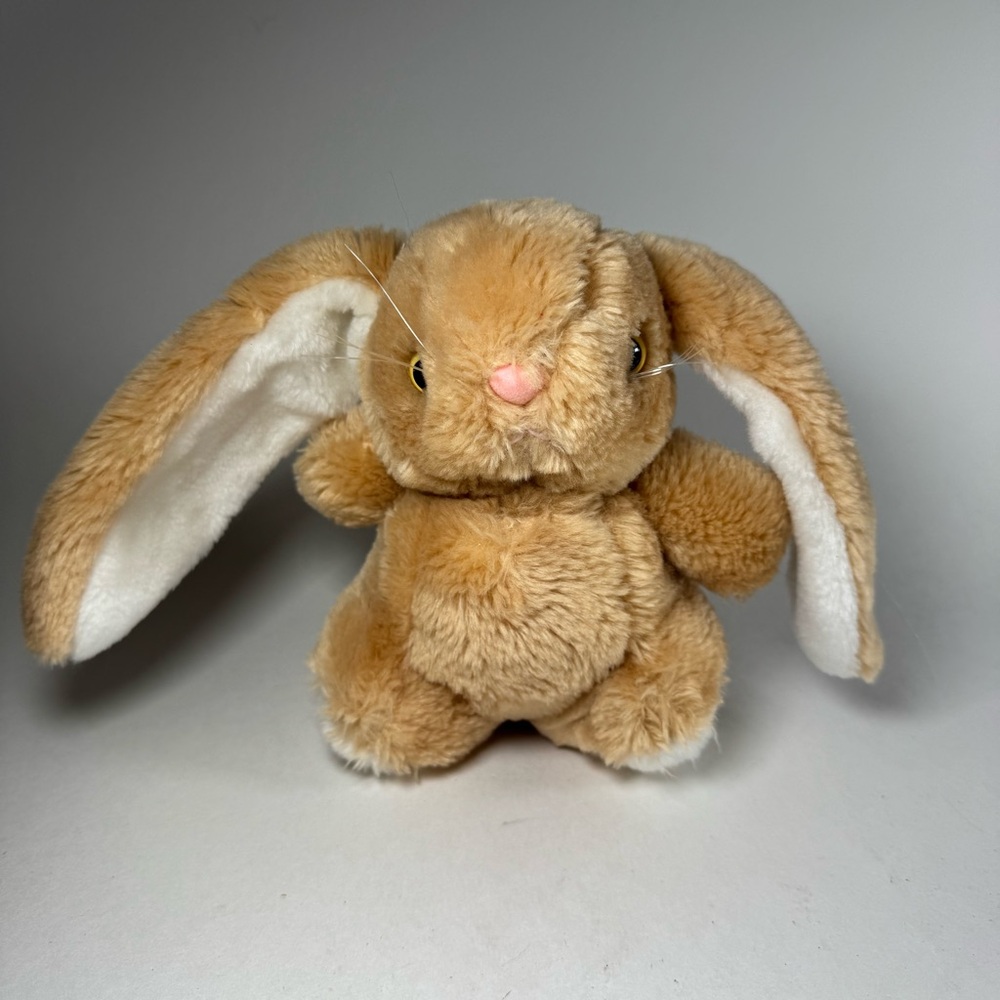 American Wego Vintage Plush Bunny Rabbit 1982 7" Brown White Long Ears Easter